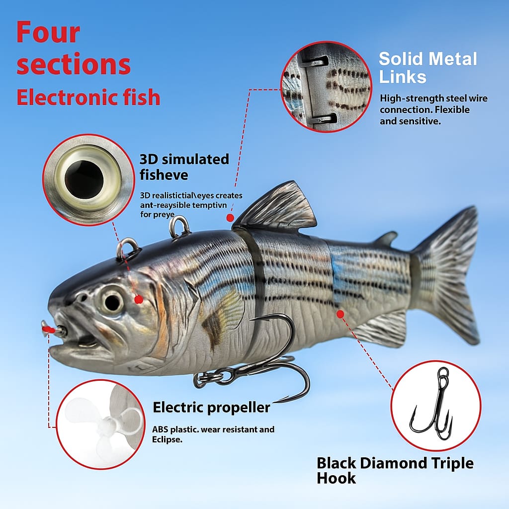 Fishing Lure, Animated Fishing Lure | Realistic Rechargeable Fishing Lure, Bass Lures Flashing Slow Casting and Long Casting,