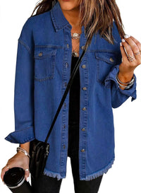 Thumbnail for Chic Distressed Denim Jacket