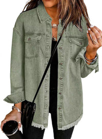 Thumbnail for Chic Distressed Denim Jacket