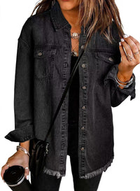 Thumbnail for Chic Distressed Denim Jacket