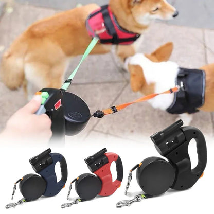 dual retractable dog leash