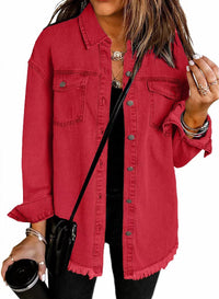 Thumbnail for Chic Distressed Denim Jacket