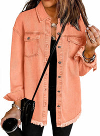Thumbnail for Chic Distressed Denim Jacket