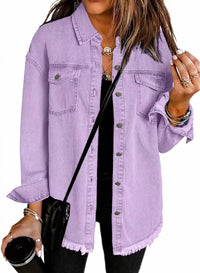 Thumbnail for Chic Distressed Denim Jacket