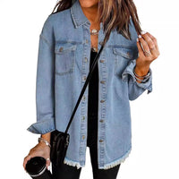 Thumbnail for Chic Distressed Denim Jacket