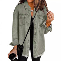 Thumbnail for Chic Distressed Denim Jacket