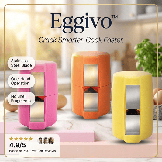 Eggivo™ egg shell opener tool – premium stainless steel egg cracker for easy one-hand egg cracking without shell fragments
