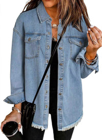Thumbnail for Chic Distressed Denim Jacket