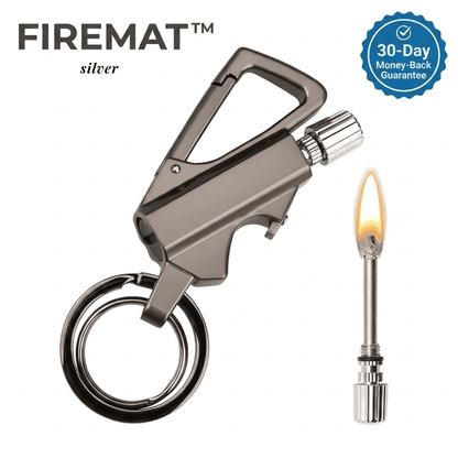 FIREMAT™ Official Silver Permanent Match Lighter with Integrated Carabiner.