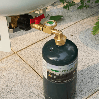ShineGasPro Propane Refill Adapter with Gauge & Valve – 20lb to 1lb Converter